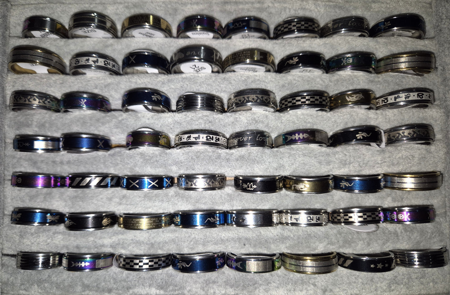 Rotating Stainless Steel Fidget Rings - 50 Pack