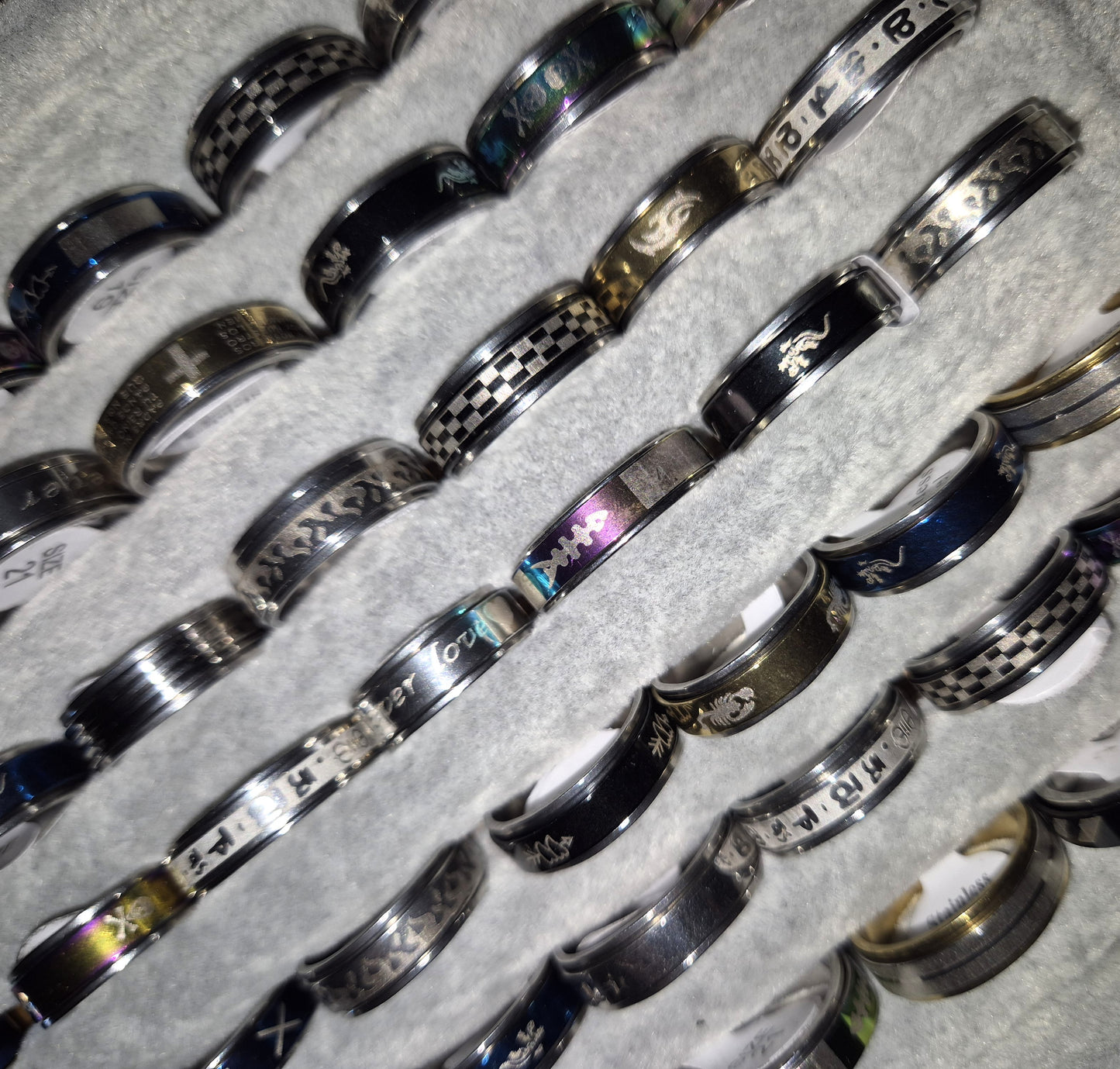 Rotating Stainless Steel Fidget Rings - 50 Pack