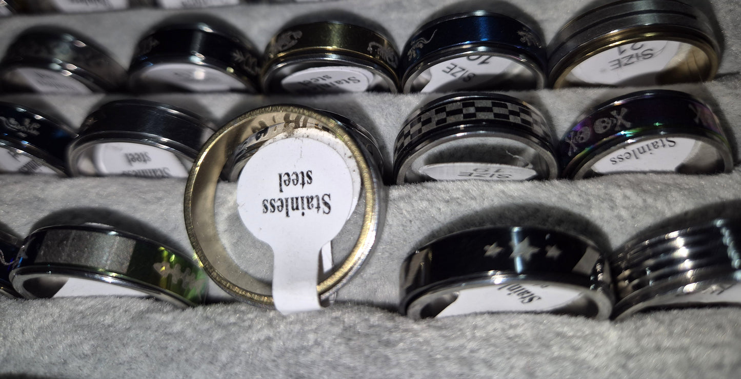 Rotating Stainless Steel Fidget Rings - 50 Pack