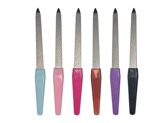 Professional Grade Metal Nail Files Set- Mixed Colors (6 Pack)