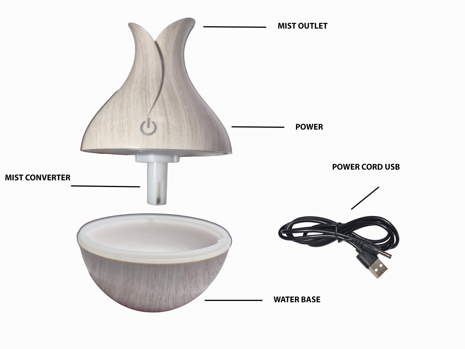 Mini Humidifier Diffuser Aroma White Wood Grain (Brake Down)