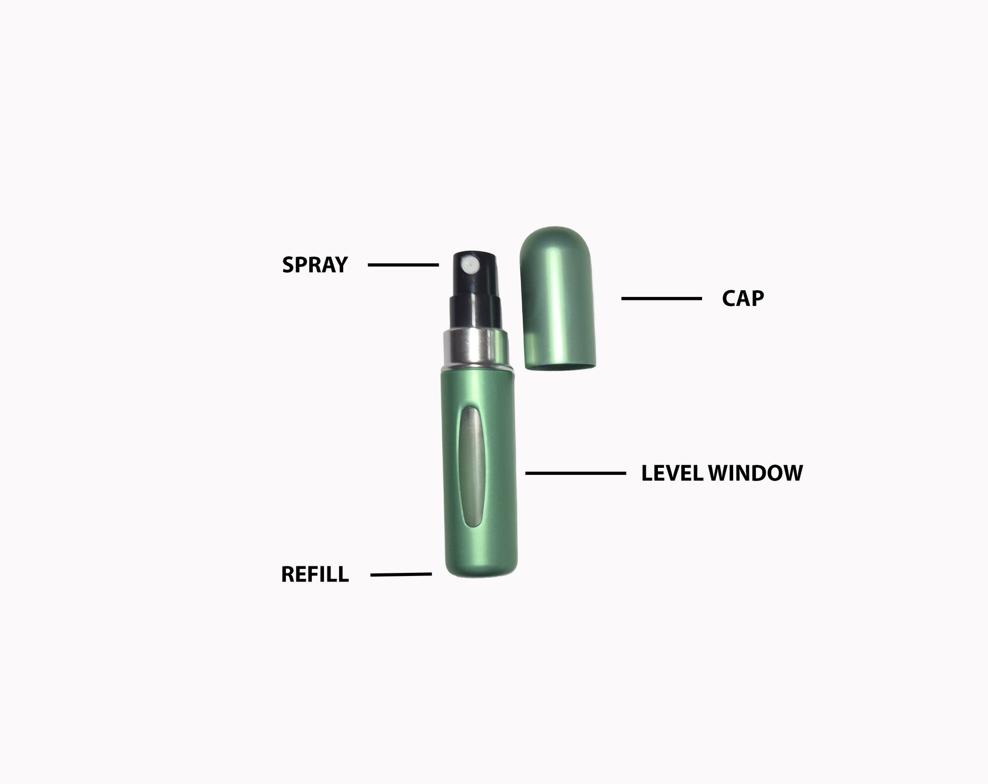 Green refillable perfume spray bottles 10ml