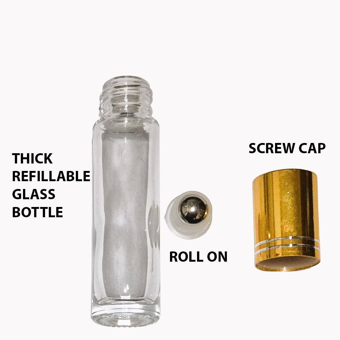 Glass Refillable Perfume Bottles Gold Roll On 10ml