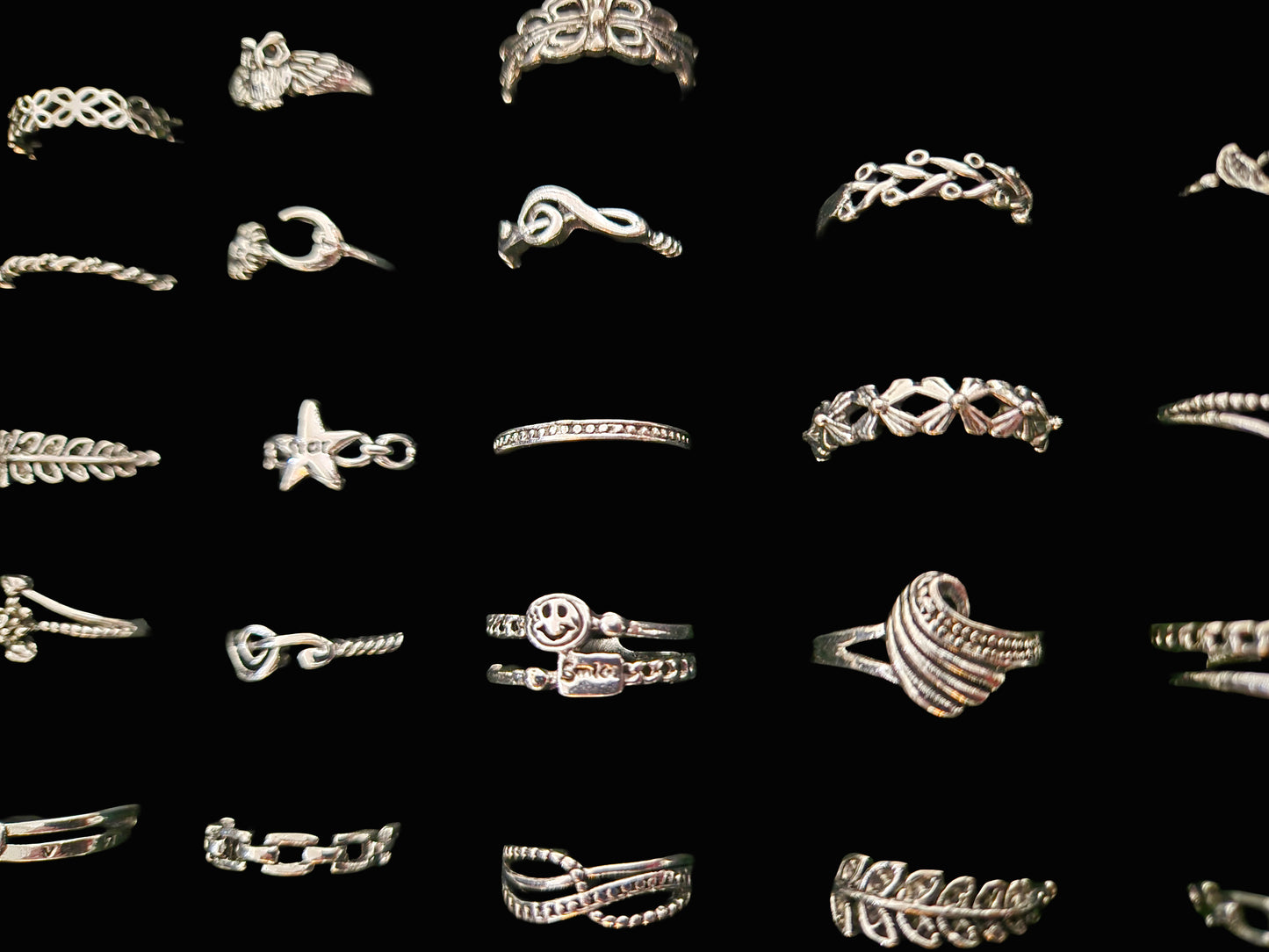 Vintage BoHo Charm Silver Mix Rings-50 Pack