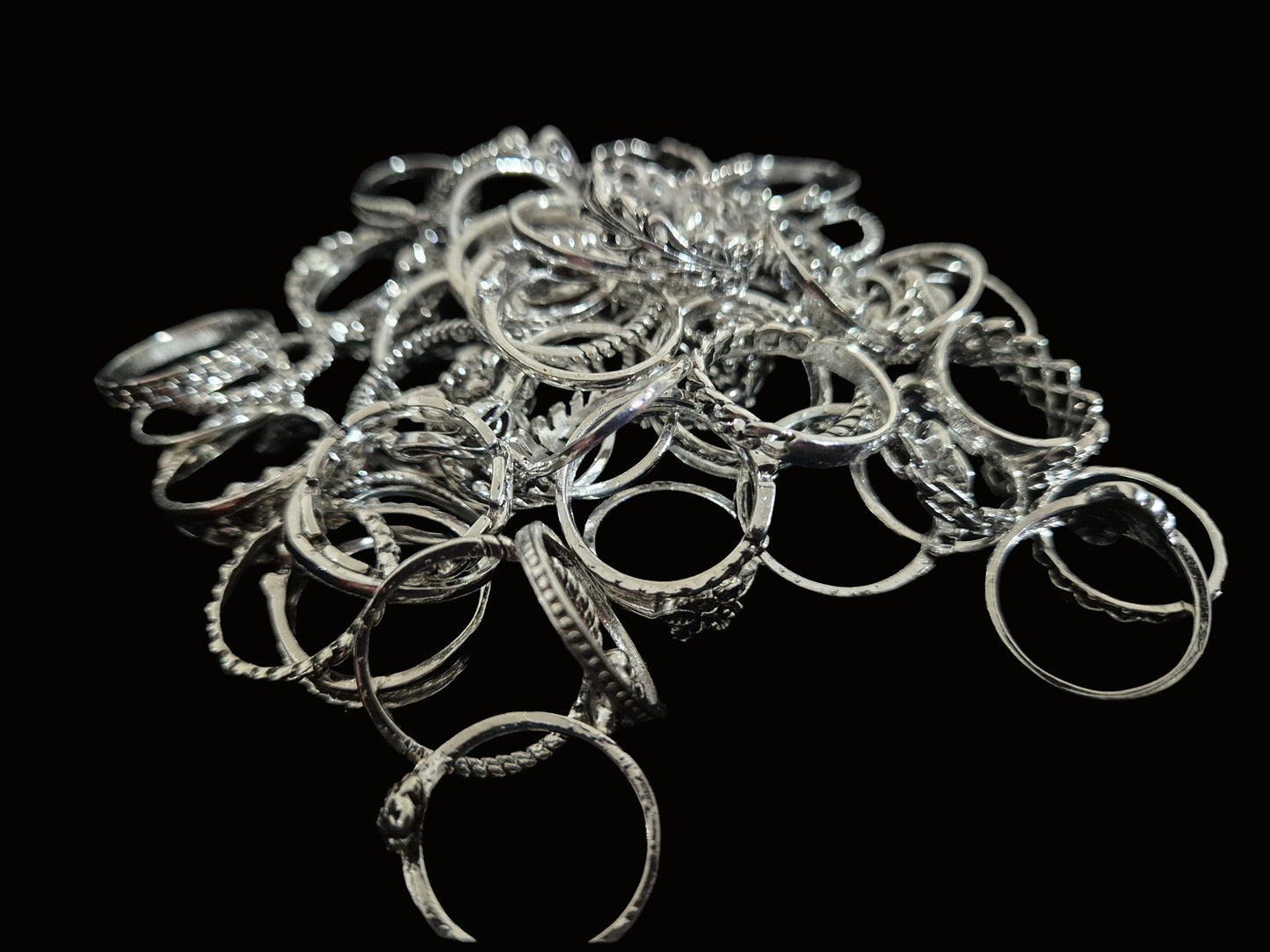Vintage BoHo Charm Silver Mix Rings-50 Pack