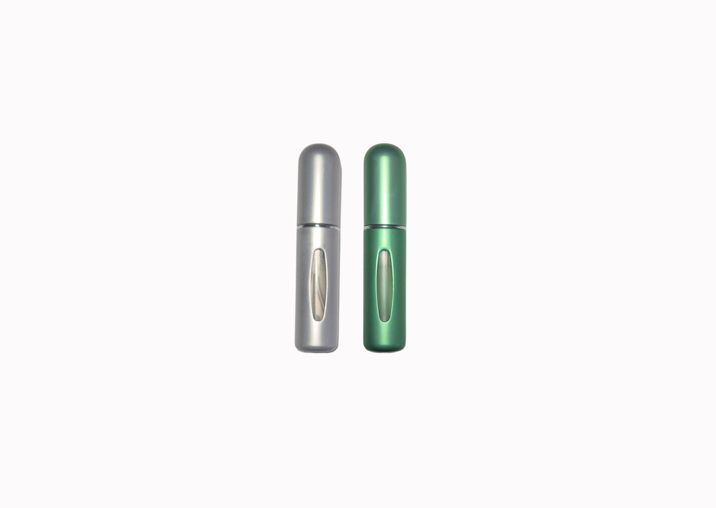 2pk green and silver refillable spray perfume bottles 10ml