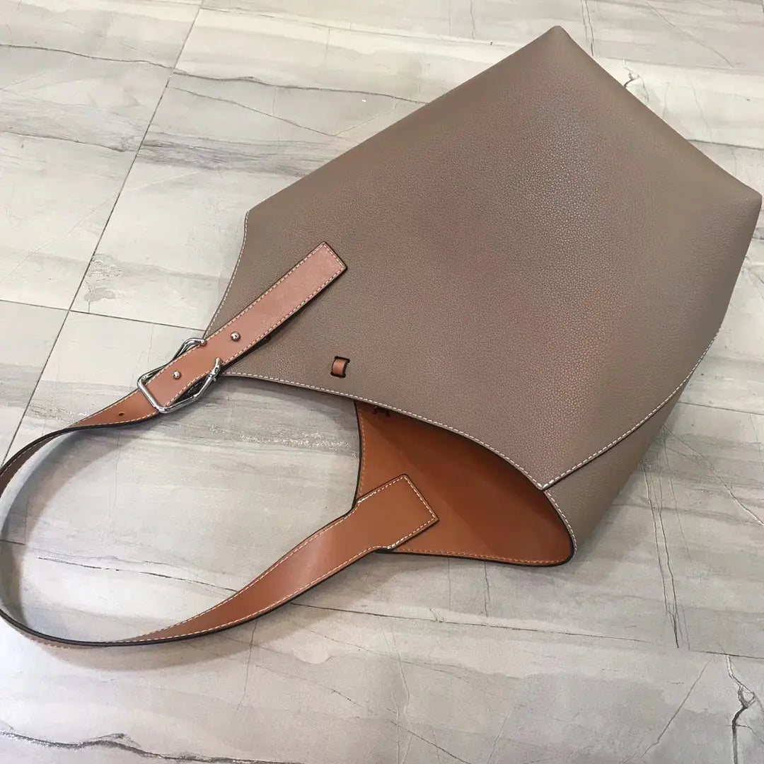 Premium Soft Leather Bucket Bag - Women's Large Shoulder Handbag