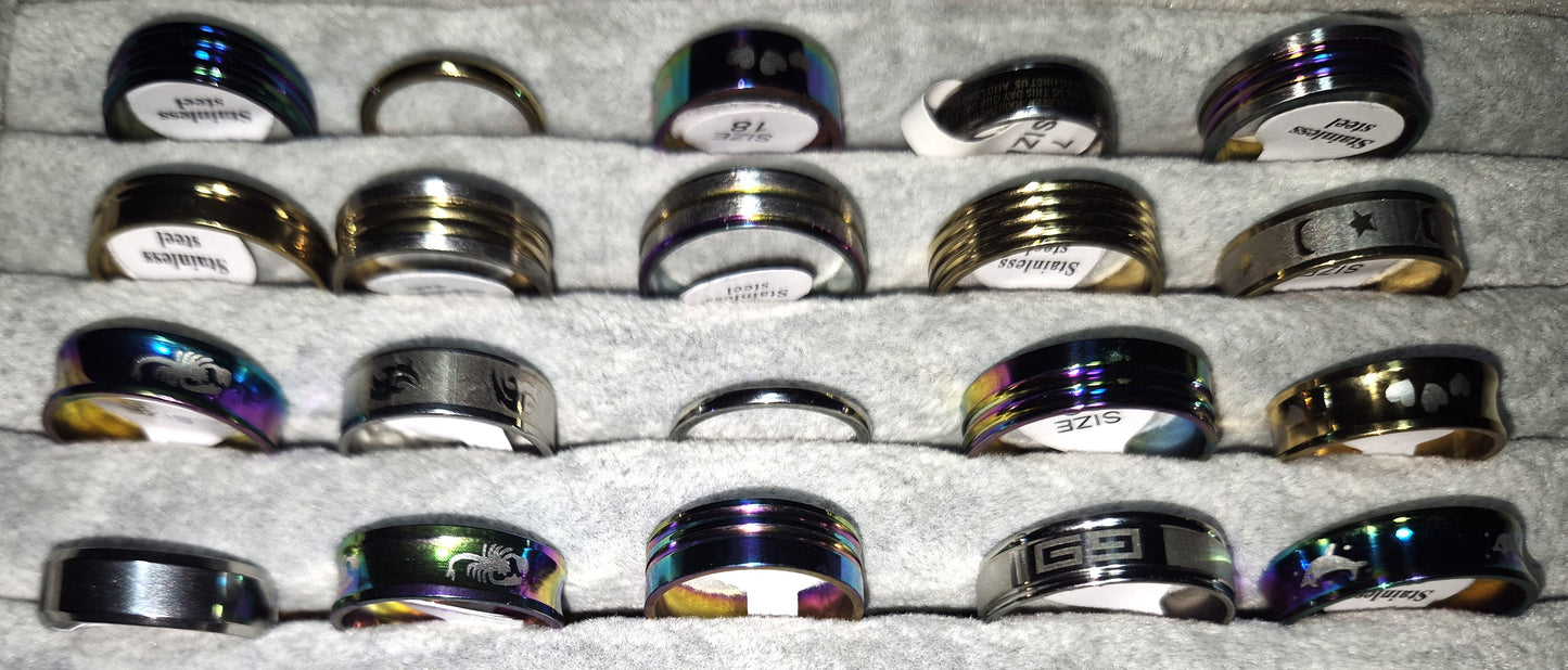 Multi colored Stainless Steel Rings-Stylish