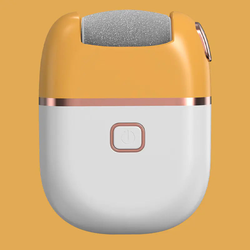 Portable device with yellow top and white bottom on a mustard yellow background