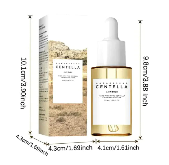 Narayaka Centella Ampoule bottle and packaging with dimensions displayed