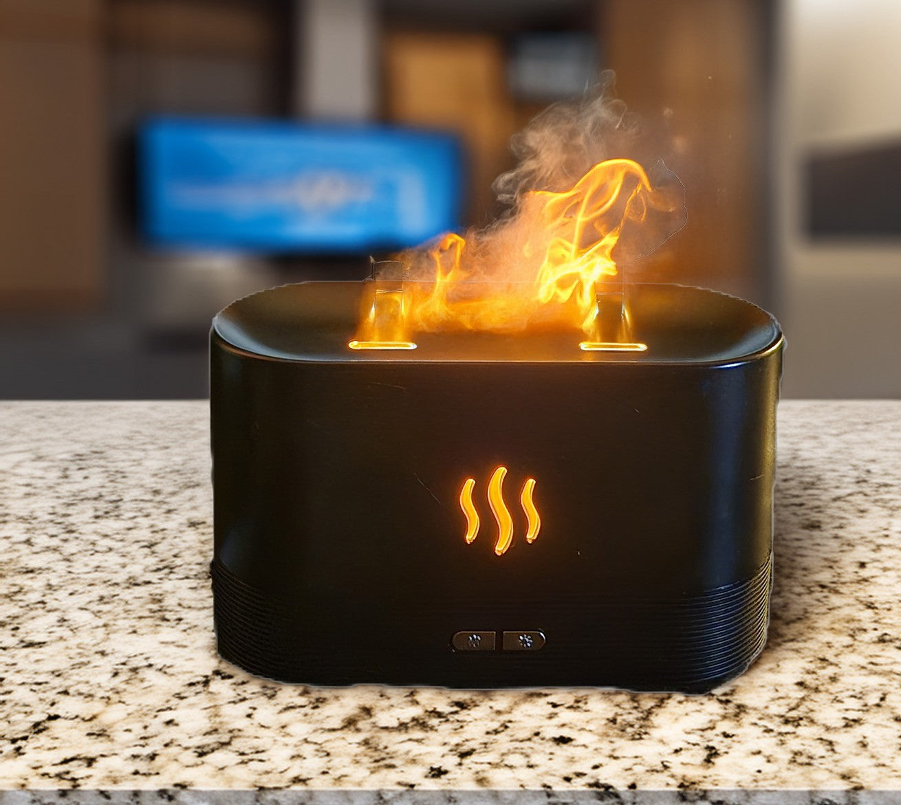 Flame Diffuser Humidifier Aroma Essential Oil Lamp Black - LED