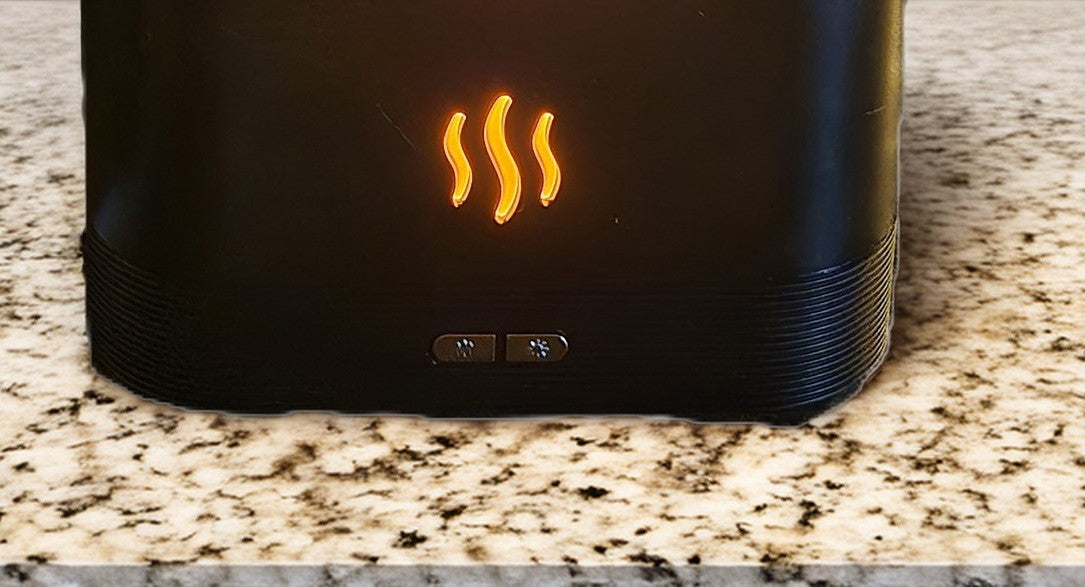 Flame Diffuser Humidifier Aroma Essential Oil Lamp Black - LED