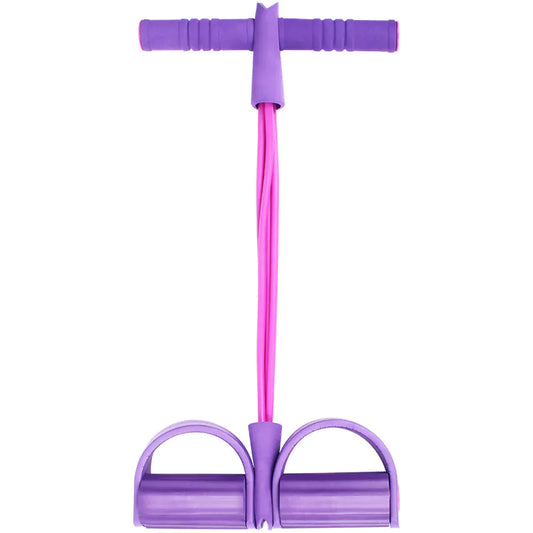 Purple and pink resistance band on a white background