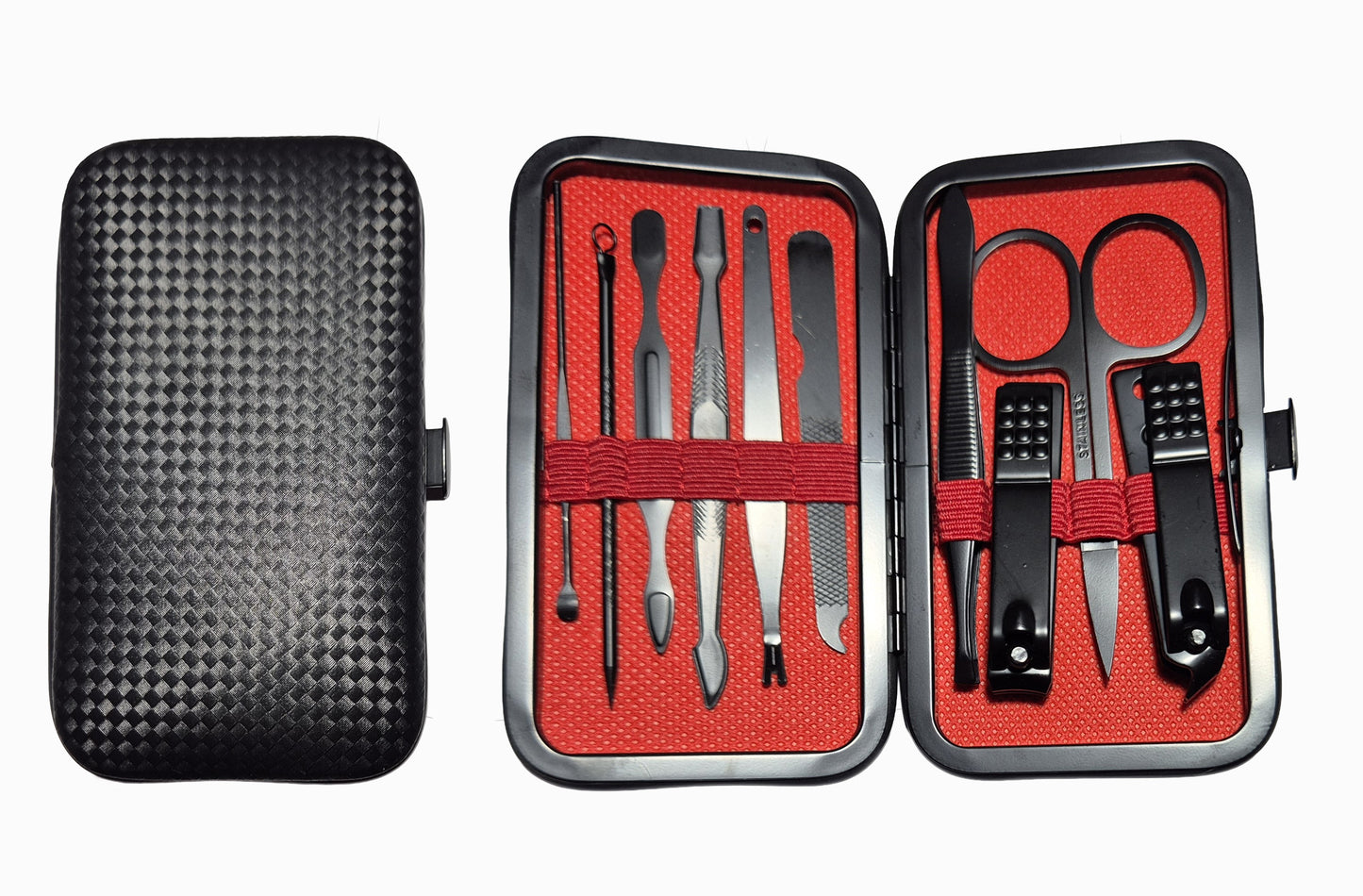 Professional Manicure 10pc Nail Care Case- Black (in and out)