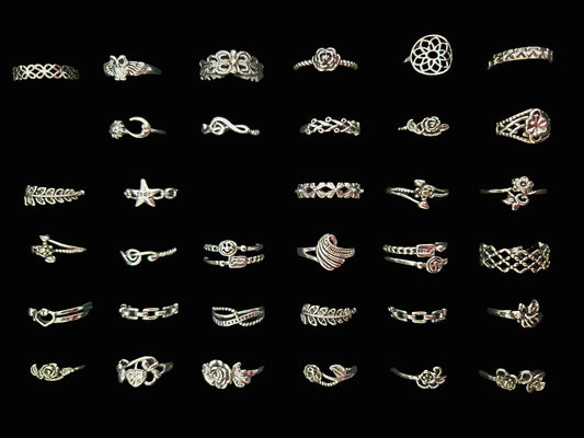 Vintage BoHo Charm Silver Mix Rings-50 Pack