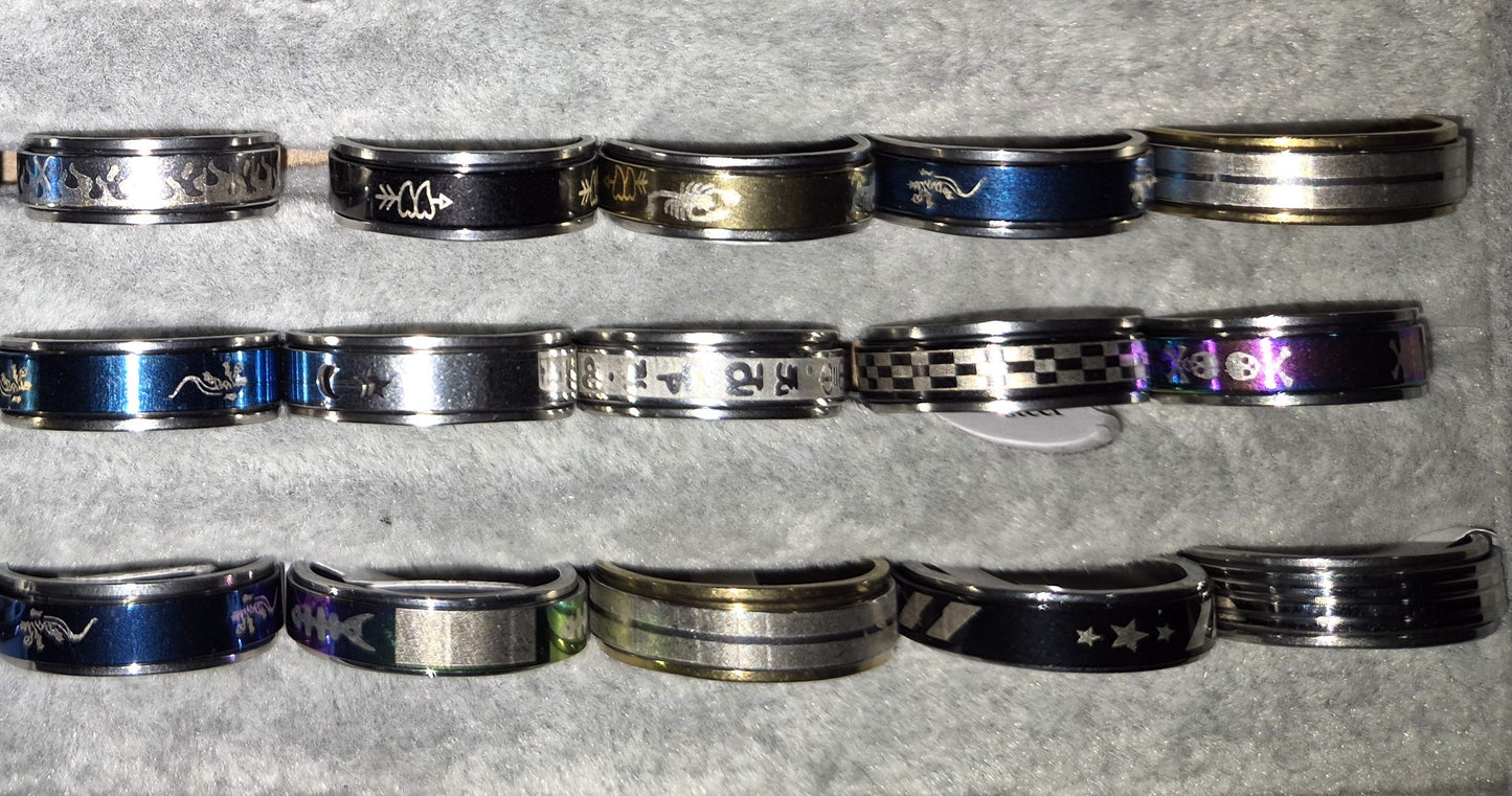 Rotating Stainless Steel Fidget Rings - 50 Pack