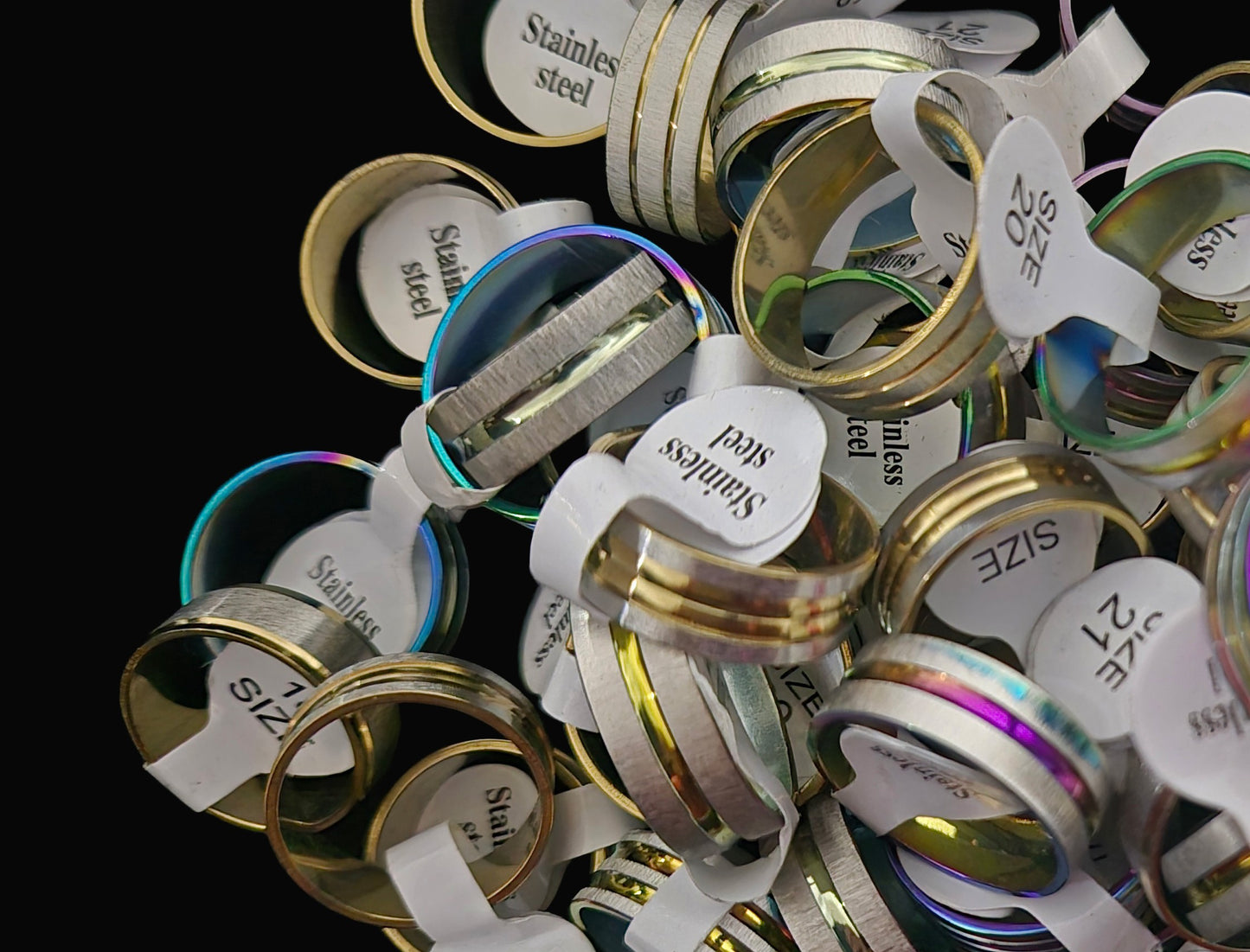 Mixed Rings Stainless Steel 50 Pack