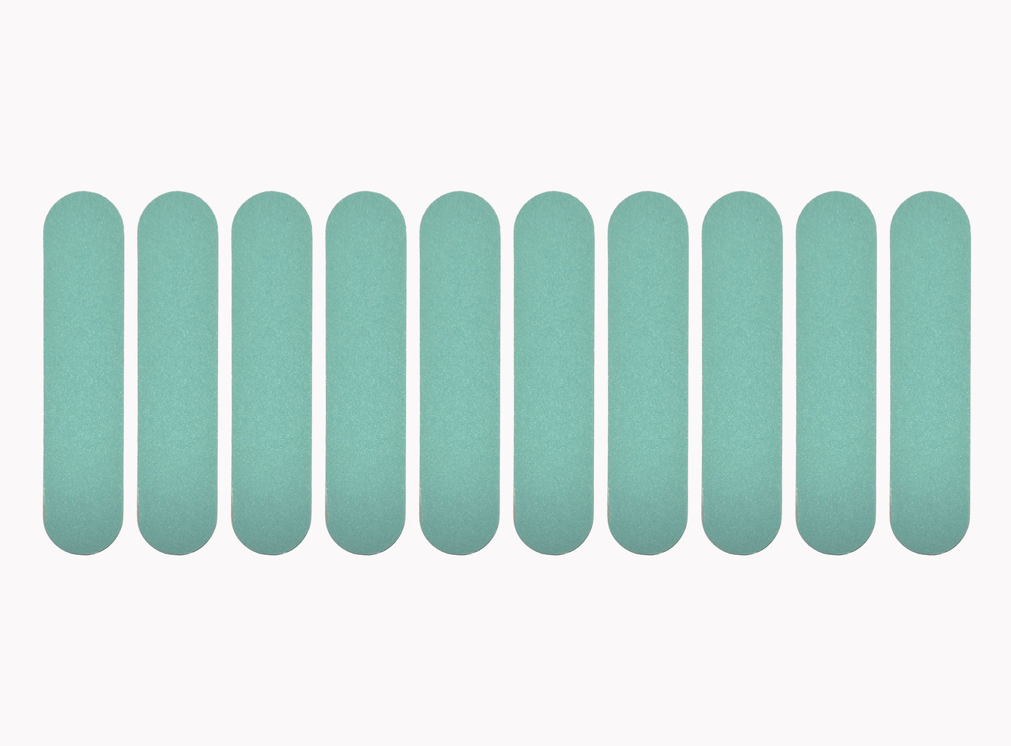 Row of teal-colored items on a white background