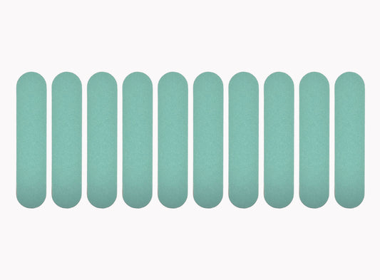 Row of teal-colored items on a white background